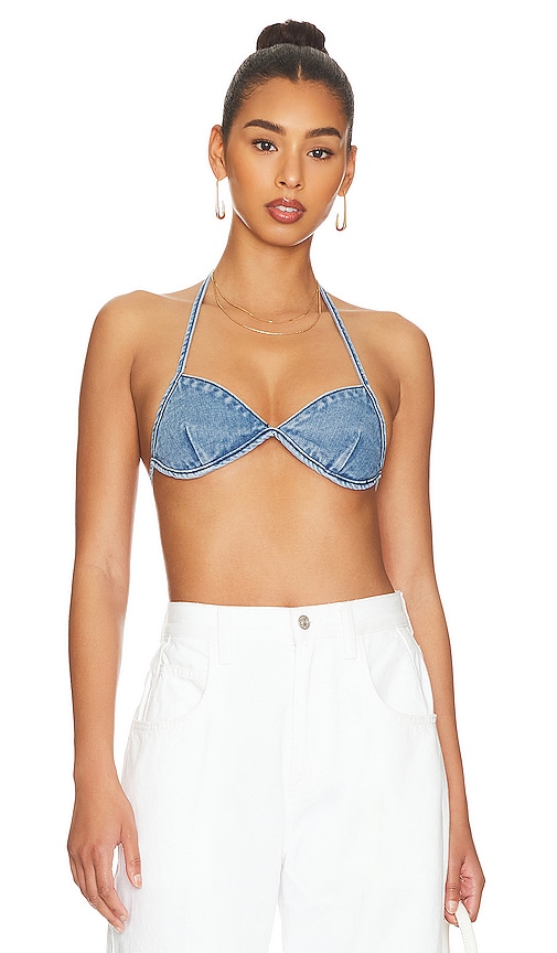 Shop Superdown Demi Crop Jacket Set In Blue Wash