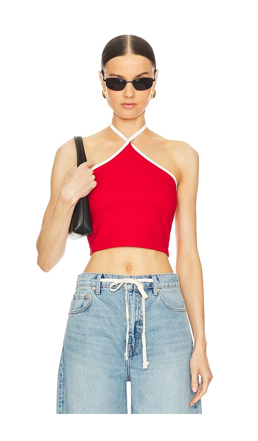 Shop Superdown Sirena Contrast Halter Top In 레드 & 화이트