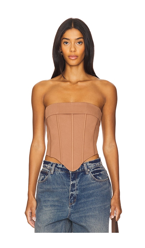 Superdown Loriana Corset Top In Mocha