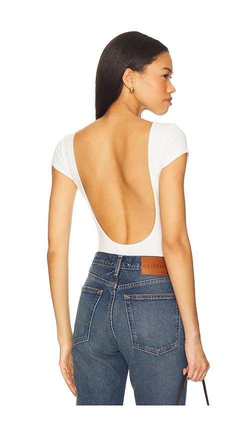 Melisa Low Back Bodysuit in White. - size XS (also in L, M, S, XL, XXS)