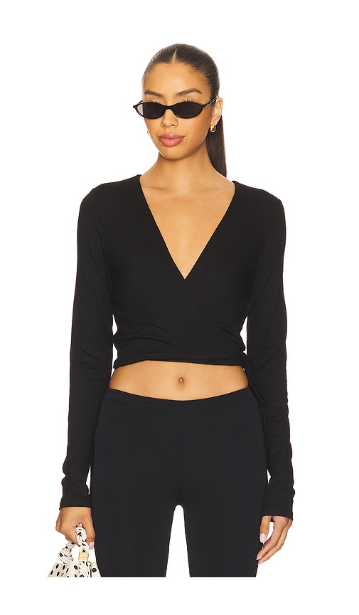 Superdown Charlie Wrap Top In Black
