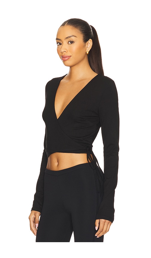 Superdown Charlie Wrap Top In Black