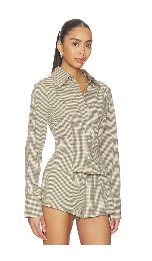 Superdown Silas Button Down Top In Neutral