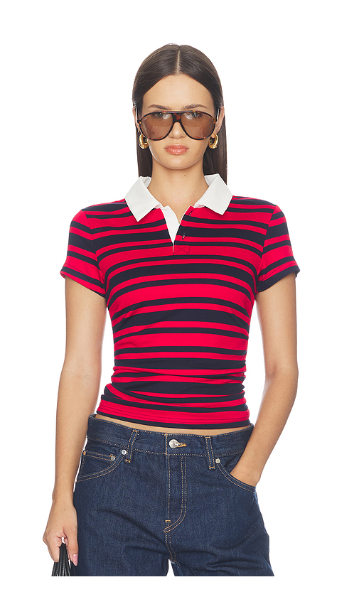 superdown Cleo Ruched Polo Tee in Multi. - size XXS (also in XS, S, M, L, XL)