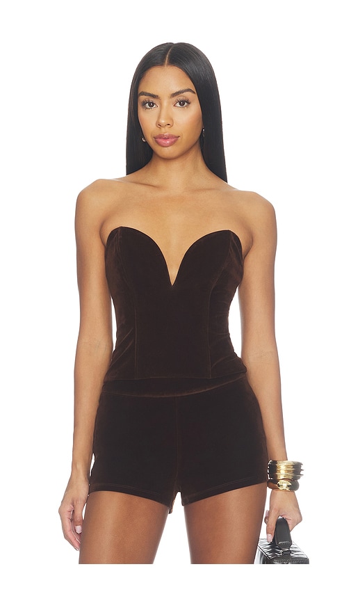 Eva Sweetheart Top by superdown in Brown