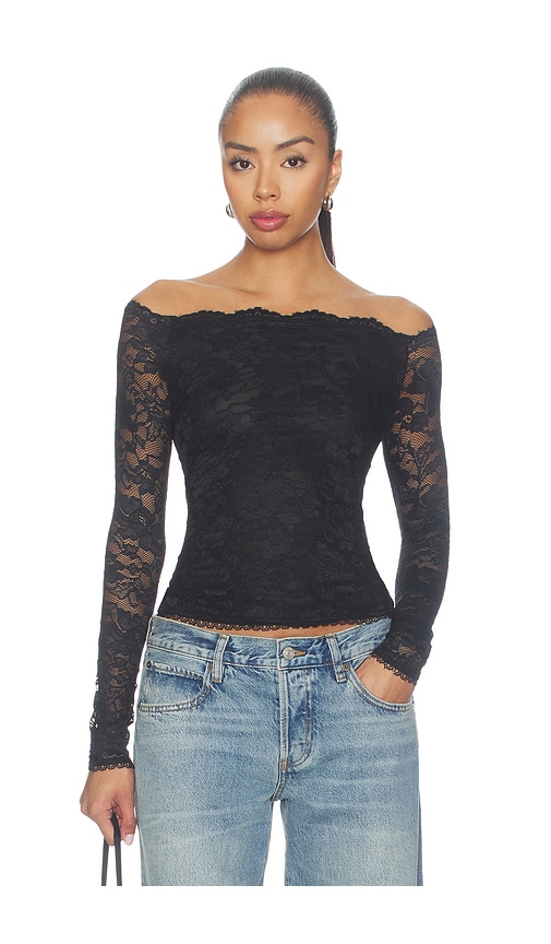 Cameron Off Shoulder Top by superdown in Black