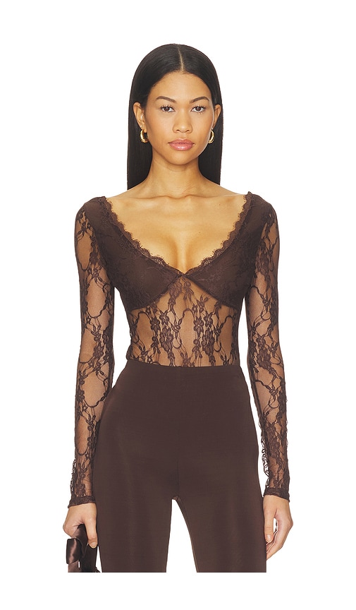 Superdown Halcyon Bodysuit In Brown