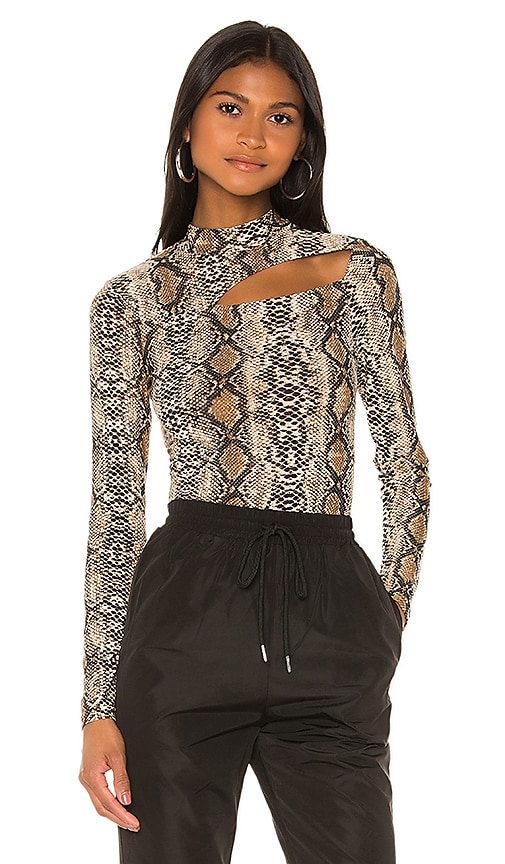 superdown Polina Cutout Top in Brown Snake