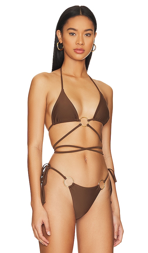 Superdown Milada O Ring Bikini Top In Brown