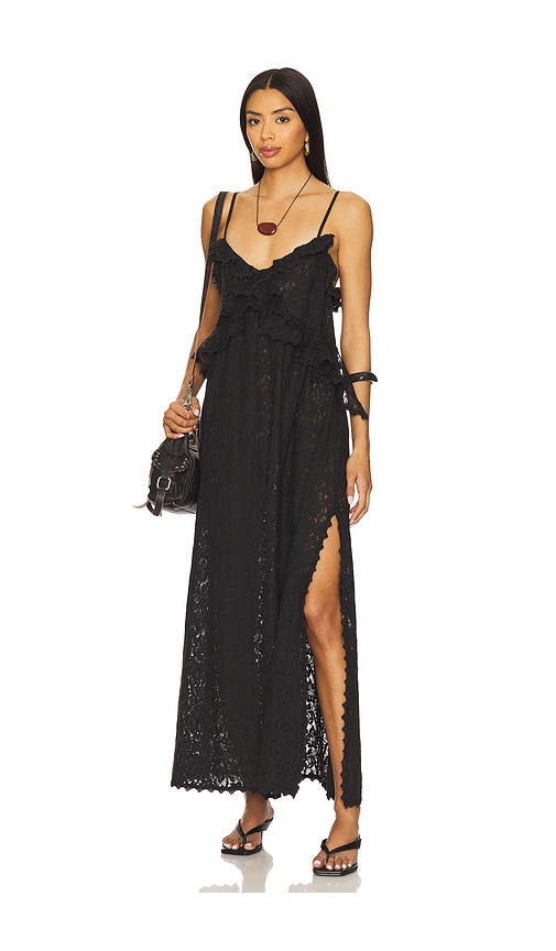 Lux Lisbon Lace Strappy Maxi Dress in Black. - size S (also in L)