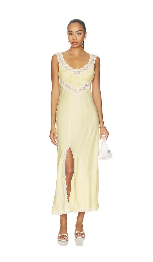 SPELL Vina Lace Slip Dress in Yellow. - size L (also in S, XS)