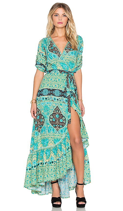 spell aloha fox wrap dress