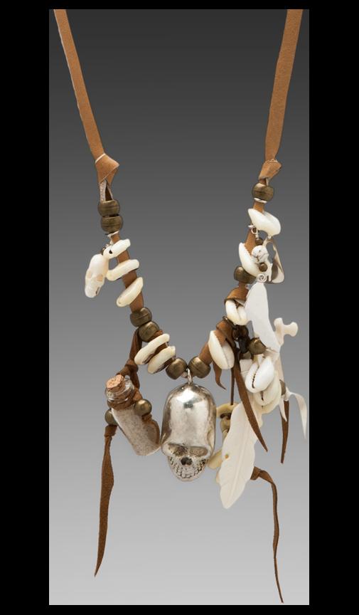Hanalei Skull Charm Necklace w/ Leather Chain