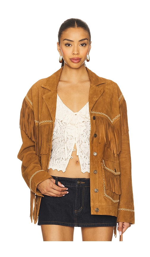 SPELL Fearless Heart Suede Fringe Jacket in Vintage Tan