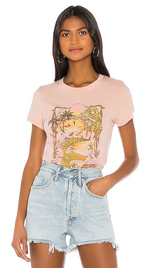 SPELL Ocean Pearl Organic Shrunken Tee in Nude