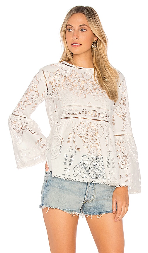 SPELL Clover Lace Blouse in White