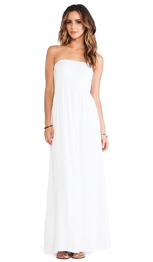 white strapless maxi