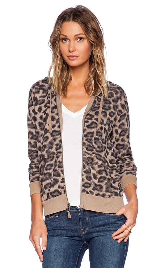 Distressed Leopard Zip Hoodie