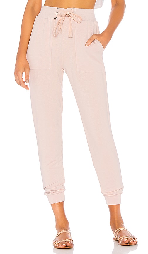 Splendid Dream Slub Joggers in Pink Beige