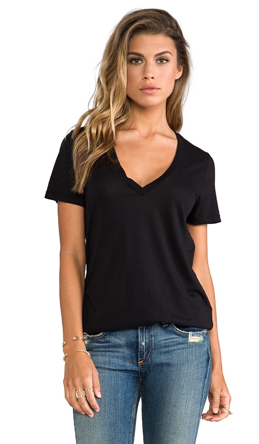 V Neck Tee in Black