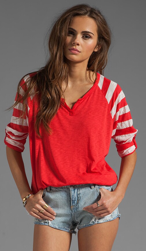 White Rugby Stripe Baseball Tee