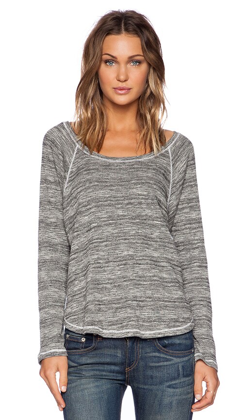 Splendid Marble Thermal Long Sleeve Tee in Pearl