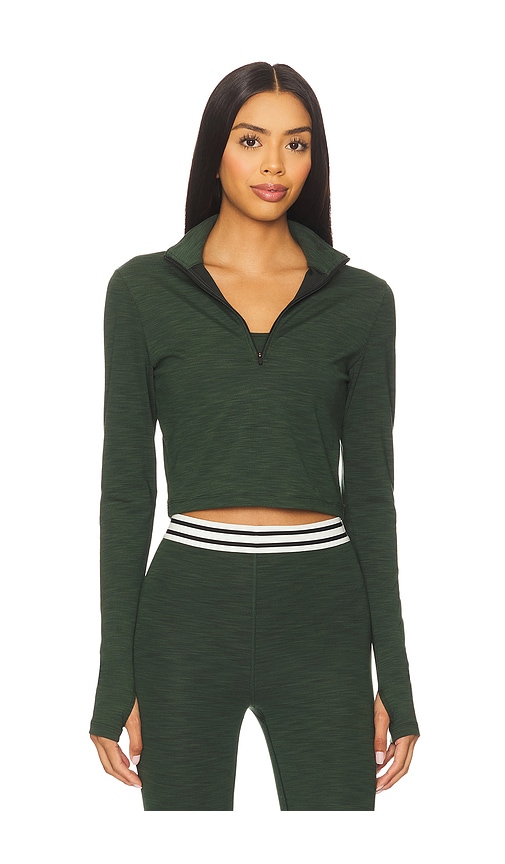 Splits59 Stevie Active Rib Half Zip Sweatshirt In Green