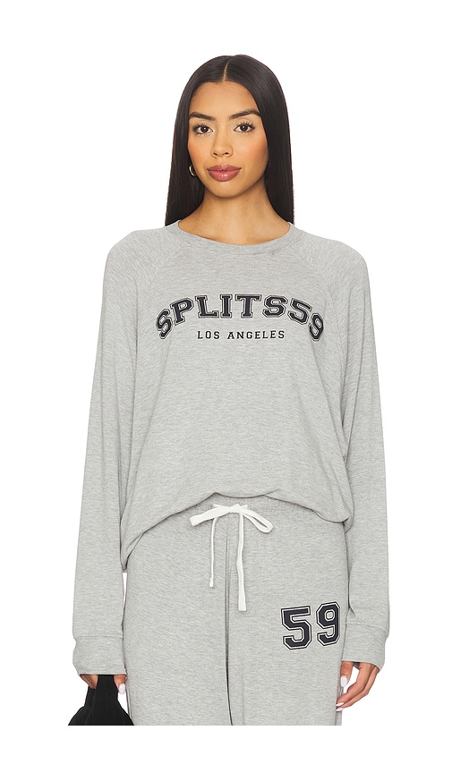 Splits59 Andie Oversized Fleece Varsity Graphic Sweatshirt In Gray