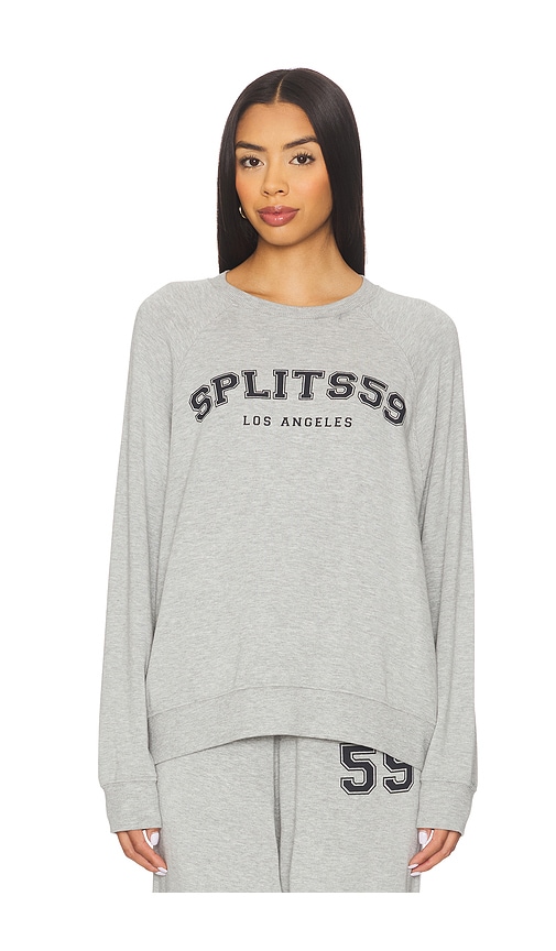 Splits59 Andie Oversized Fleece Varsity Graphic Sweatshirt In Gray