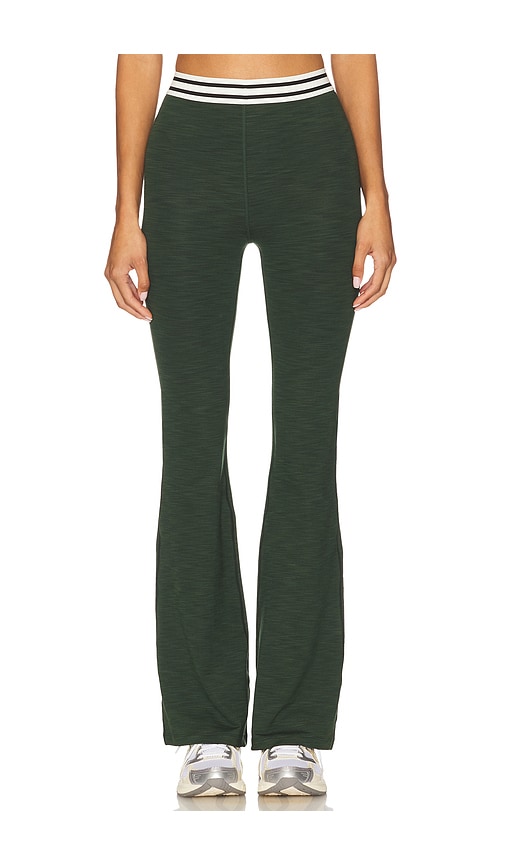 Raquel Active Rib Flare Legging in Dark Green. - size XS (also in L, M, S, XL)