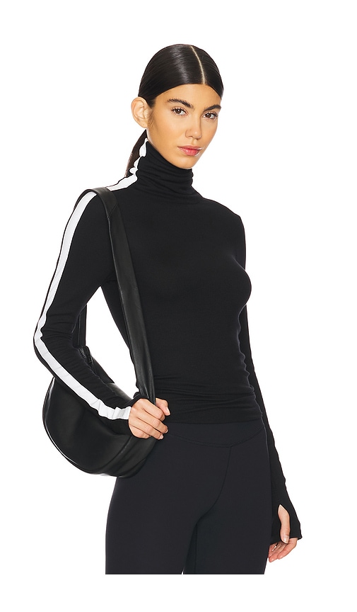 Shop Splits59 Jackson Rib Full Length Turtleneck Top In Black & White