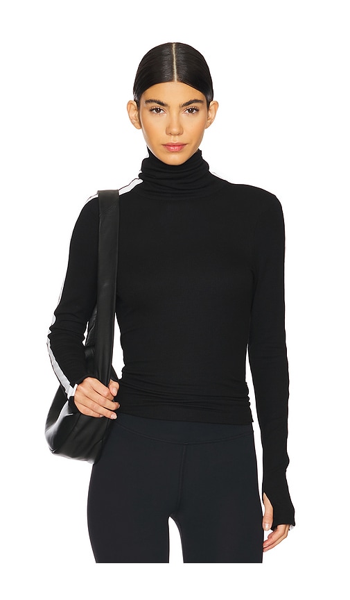 Shop Splits59 Jackson Rib Full Length Turtleneck Top In Black & White