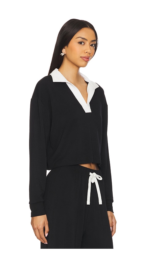 SPLITS59 JOAN FLEECE POLO LONG SLEEVE TOP