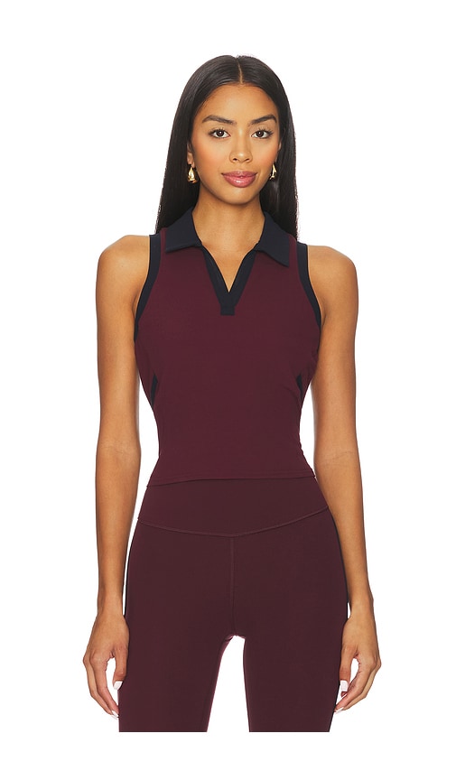 Splits59 Austin Air Weight Crop Polo In Burgundy