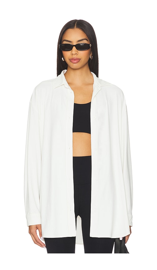 Splits59 Kate Airweight Lite Button Down Top In White