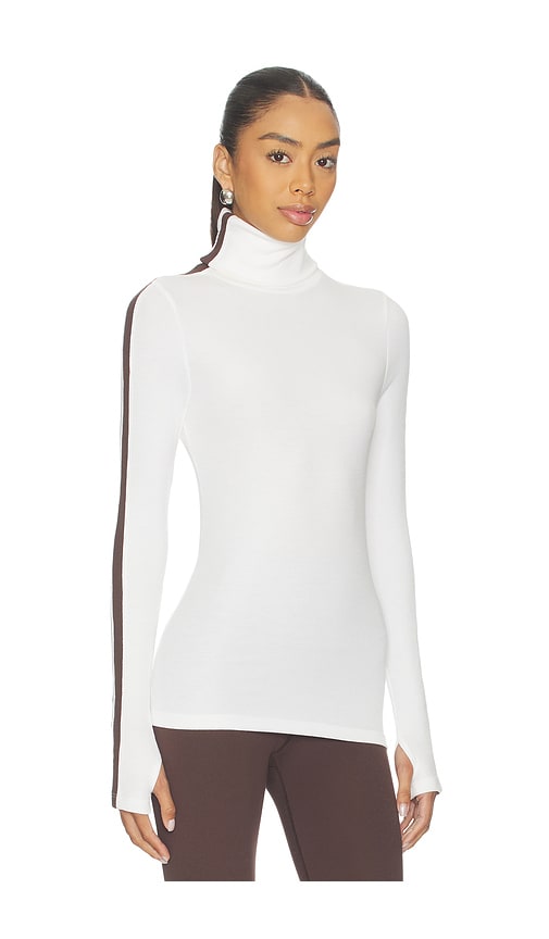  Splits59 Jackson Rib Full Length Turtleneck Top En Color White,brown Talla L  (también En M, S, Xl, Xs). 