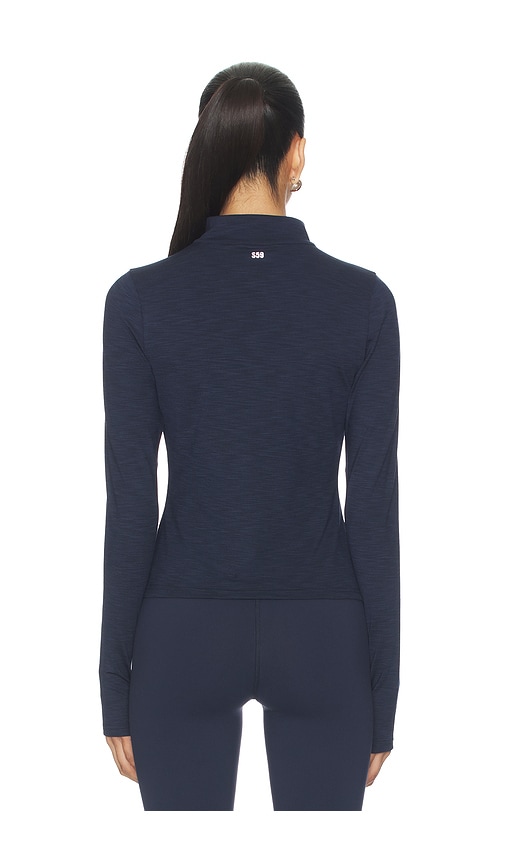  Splits59 Geripptes Oberteil Mit Halbem Reissverschluss In Taillenlänge Stevie In Navy. Größe S. Also In Xs, M, L, Xl. 