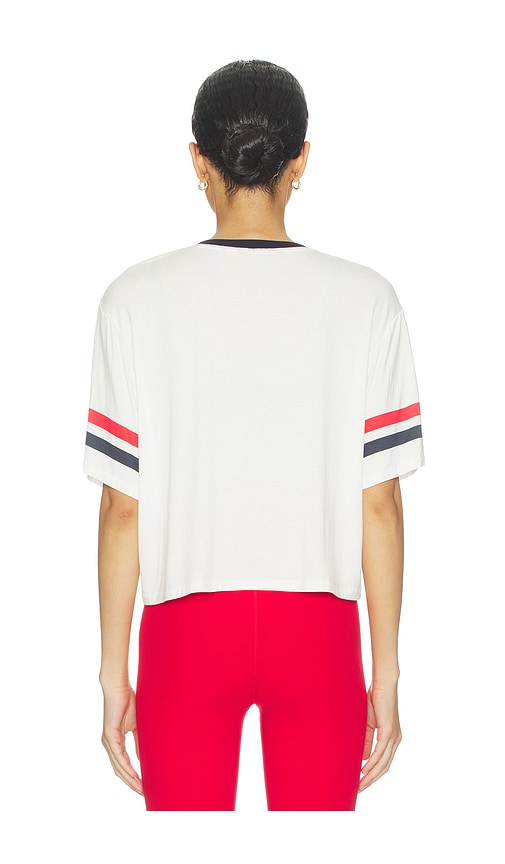  Splits59 Jersey-top Mit V-ausschnitt Im College-look Rex In White. Größe S. Also In M. 
