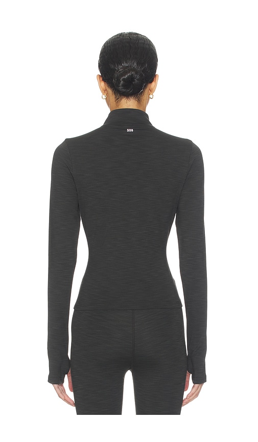  Splits59 Geripptes Oberteil Mit Halbem Reissverschluss In Taillenlänge Stevie In Black. Größe S. Also In Xs, M. 