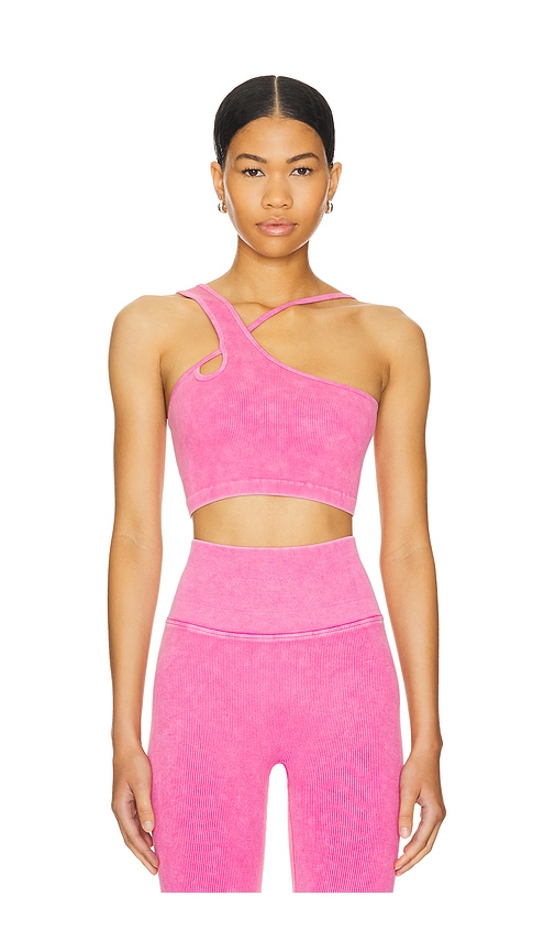Spiritual Gangster Kaci Washed Seamless Crop Top in Neon Pink