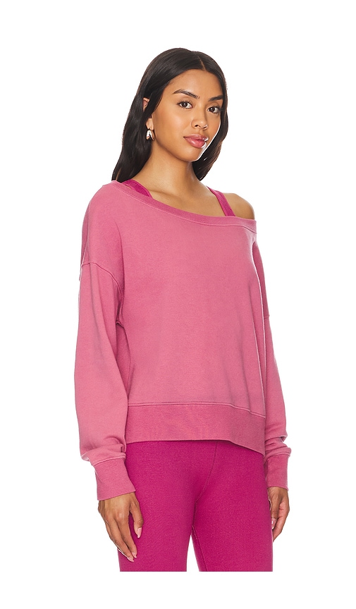 Shop Spiritual Gangster La Vida Off Shoulder Sweatshirt In Pink Haze