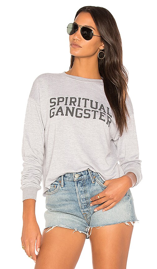 spiritual gangster varsity sweatshirt