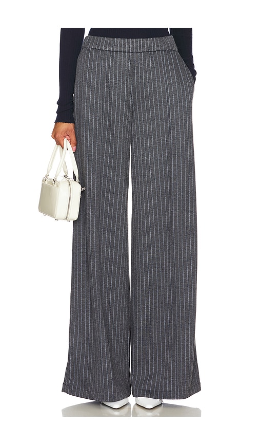 Shop Sprwmn Wide Leg Pants With Pintuck In 灰色条纹