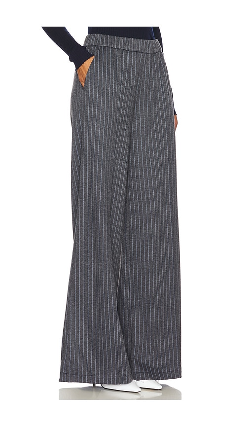 Shop Sprwmn Wide Leg Pants With Pintuck In 灰色条纹