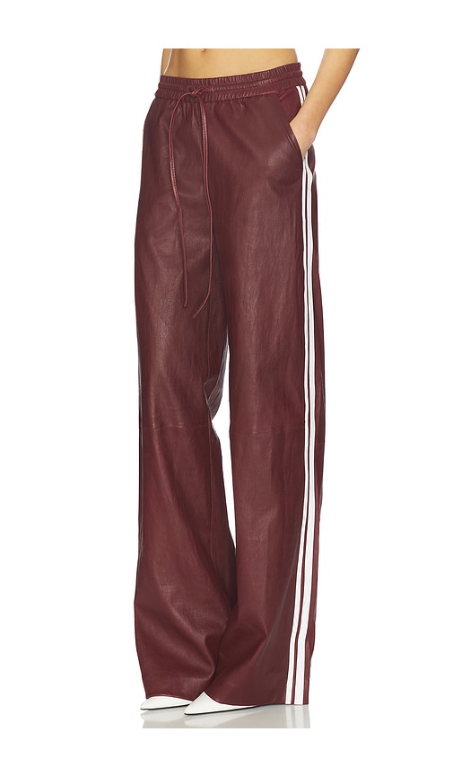 SPRWMN Baggy Athletic Striped Sweatpants in Pinot & White