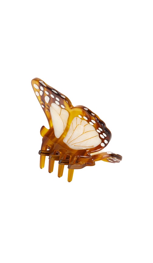 Solar Eclipse Hand-painted Mini Boho Monarch Claw Hair Clip In Brown