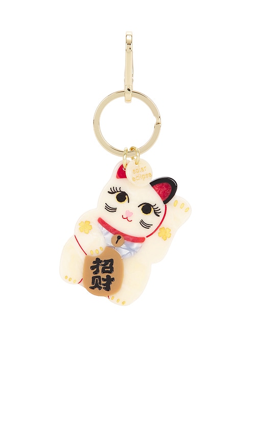 Solar Eclipse Hand-painted Maneki-neko Cat Bag Charm & Keychain In Good Fortune