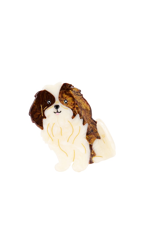 Solar Eclipse Hand-painted Shih Tzu Pup Claw Hair Clip In N,a