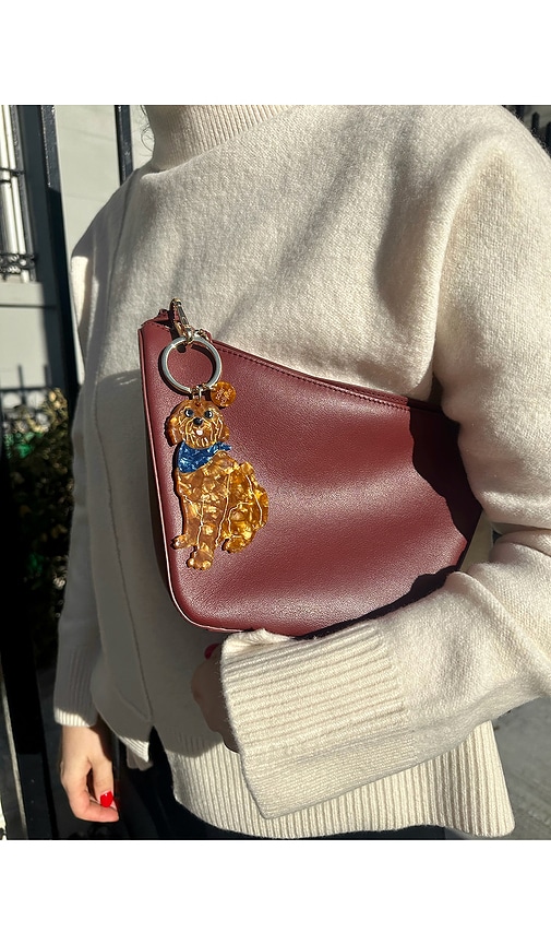 Solar Eclipse Hand-painted Goldendoodle Bag Charm + Keychain In Brown