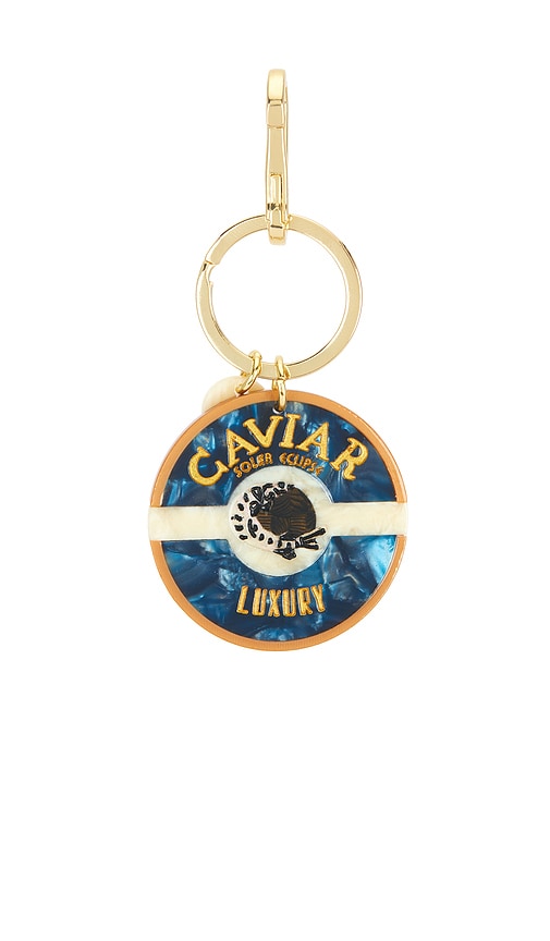 Solar Eclipse Hand-painted Caviar Bag Charm + Keychain In Gold